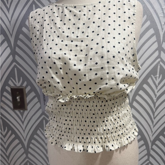 Princess Polly Tops - NWOT Princess Polly Black Polka Dot Cream Blouse